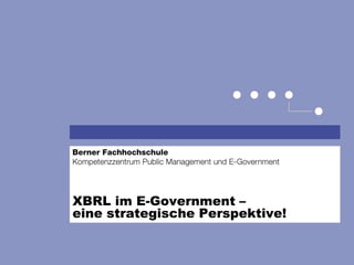 XBRL im E-Government –eine strategische Perspektive!  