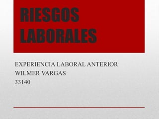 RIESGOS
LABORALES
EXPERIENCIA LABORAL ANTERIOR
WILMER VARGAS
33140
 