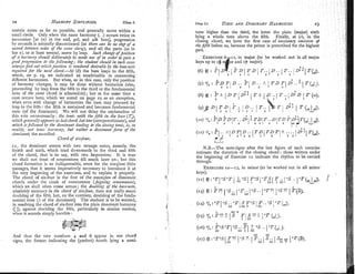 2 2 HARMONY
SIMPLIFIED. [Chap. I. Chap.I.! TONIC
AND DOM~NANT
HARMONIES.
sustain notes as far as possible, and generally move within a tone higher than the third, the latter the plain (major) sixth
small circle. Only when the same harmony (. .) occurs twice in lying a whole tone above the fifth. Finally, at (c), in the
succession [at (a) in the znd, 3rd, and 4th bars], progression closing chord, we have the first case of necessary omission
by seconds is naturally discontinued (as there can be no step of a thejfth before us, because the prime is prescribed for the highest
recond betzween notes of the sn~i~e
cln,rg), and all the parts (as in part.
bar z), or at least several, move by leap. Such change ofposition
of n harnzoi~~
shonld deliberate& 6e made use of in order to <yaina be worked out in all major
good propession to the foliozwing; the student should in such cnses
niznj~sfirld
ont :whichposition is rendered desira6le 6y the dass-note
requiredfor the next chord-At (6) the bass leaps to the fifrh,
which, on p. rg, we indicated as unadvisahle in connecting
difereilt harmonies. But when, as in this case, only the position
of harmony changes, it may be done without hesitation (also, (7) 3j4 : ?D T D 3 D .. .I.
5 I .
; 1 P
proceeding by leap from the fifth to the third or the fundamental
note of the snlire c h ~ r dis admissible); but at the same time a s 6
case occurs here, which we noted on page 19 as an exception,
( 8 ) @ : . i ' ? . l D T I D ' 3 / T J/
when even with cha~igeof harmonies the bass may proceed by
leap to the fifth: the fifth is sustained and becomes fundamental
note (of the dominant). We will not delay the explanation of
( ~ ) $ ; D I T D ~ ~ > .
S s
B I D . .
5 1 IT.
this r~ileunnecessarily : the tonic zwith the fiift in the &ass(T,), 6 r
n,hich gerierallJi appears as lastchord But tzwo (antepenultimate), and (lo) '/,:?~D~D~T..D*~.TD~T..D/TD(~.D~~~T(
3 s 3 r P * O
L
1 1
2
)
.
rwhich isfoiiuzwed by the don~inantleading to the closinr tonic, is, in I 1
renlitJ, not ionic hnnitony, Gut rather a dissonant fonx of the
iio~i~inanl;
the so-called ( I ) I : 1 . 1
3 D T
, I iD..
$ 1 TD
5 1 T D T I . ~ .
I ....
I B  D : ; ~ T ( ~ ) .
Chord of six-four, L P
IL-'J
i.e., the dominant enters with tmo strange notes, namely, the N.B.-The note-signs after the last figure of each exercise
fourth and sixth, which tend dorvnwards to the third and fifth intimate the duration of the closing chord: those written under
of the chord, that is to say, with two Suspensions. It is true the beginning of Exercise 11 indicate the rhythm to be carried
we shall not treat of suspensions till much later on; but this through.
chord formation is so indispensable, even for the simplest little
passages, that it seems iinperatively necessary to introduce it at EXERCISES
12-17, in minor (to be worked out in all minor
the very beginnins of the exercises, and to explain it properly. keys).
'rhe chord of six-four is the first of the examples of dissonant
chords under the cloak of consonance (feigning consonances),
( I ~ ) ~ : ~ T ~ ~ S ~ T ~ ~ ~ S I T ~ S ~ T S
T s.. - T ( ~ J ) . I '
I 1 I IIII I i ; ; I 0 I -
vl~icl~
me shall often come across; the don6lin~of the 6ass-note, I I
nbsoluiely necessary in the chord of sixfour, does not really mean (13) $:Tfl! O
S T.. S . . T!I! S!'f T(2).
doubling of the fifth, but, on the contrary, doubling of the fnndz- I I I I' I' I
mental note (1 of the dominant). The student is to be warned,
in resolving the cliord of six-fourinto the plain dominant harn~oily (14) v4:'T 1' S ;
; 'TI c D S/ + 'S I 'T (A).
(
: ;), against doubling the fifth, particularly in siiililar motion,
~vlienit sounds siluply I~orrible: I ("I "
1,,' .. .. 1O T (A,).
(15) $1,:T .. .. S T S "' '
I I"
(16) $1,: T"S0TI4S.. T
I I
:
I 'S .. jT((d.).
111 111 1
And thus the new numbers 4 and 6 appear in our chord III III
signs, the former indicating the (perfect) fourth lying a semi- ( 1 7 ) $ : T T " S1 1 I III / I I ~
I v1 Y 1 .
T I 1 ' s.?.T.. s. Stv,,, "T(2).
 