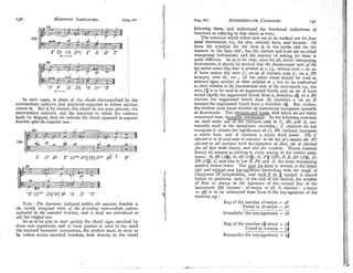 In such cases, in place of the chord circumscribed by the
Intermediate cadence, and positively expected to follow, another
comes in. But if, by chance, this chord do not even precede the
intermediate cadence, and the harmony to which the cadence
leads be skipped, then we indicate the chord expected in aligrrl'ur
brachefsa f l rthe roz6nndEd ones ;
Rule : The harnzony irrdicaied zurfhin the an~yrlarbrackets is
the l~rerelyi~~zn~ined
tonzc of the fneiedr~q infen~iediatecndence
indicated in the rour~dedbr,acf:ets, and is rtseif not introdrdced at
alZ, but shipped owel:
So as to be able to read quickly the chord signs enriched by
these new expedients, and to have present at once to the mind
the required harmonic successions, the student must, as soon as
he comes across rounded brackets, look directly to the chord
Chap. 111.1 INTEIIMEDZATE
CADENCES. '3'
following them, and understand the bracketed indications of
functions as referring to that chord as tonic.
The exercises which follow now are to be worked out forfour
wind instrumerzts, viz., for obot, cciri~zet,'horn, and kassoon. Of
these the notation for the oboe is in the treble clef, for the
bassoon in t l ~ e
bass clef; hut the clarinet and horn are so-called
transposing i7rstrzdmenfs, and the manner of writing for them is
quite different. So as to be clear, once for all, about transposing
instruments, i t should be noticed that the junda~~~ental
note of the
h q whose name they bear is written as c, eg., written note c on an
P horn means the note f ; on an A clarinet, note a; on a Bb
trumpet, note 63, etc.; all the other notes should he read as
intervnl signs, writte~rin their relatio?&lo c, hilt to be understood
fhai7 relaiion to t/~efunriamentaZnote of the ins/rznnzerrt,e.y,, the
notefa is to be read as an augmented fourth, and on an A horn
would signify the augmented fourth from a, therefore d#, on a Bp
clarinet the augmented fourth from b?, therefore e, on an E
trumpet the augmented fourth from e, therefore a#. But, further,
the student must know whether an instrument transposes upwards
or dorvnwards. The clarinets and horns, with which we are firstly
concerned here, trans ose rlownu,ards. In the iollowing exercises
we shall make u s & i Z ~ ~ o n l y in C, Bj, and A, cus-
tomarily used in the symphonic orcl~estra; C clarinets do not
transpose (6' retains the significance of i),Bb clarinets transpose
a whole tone, and A clarinets a minor third lower. The C
cl'arirret is to be used on0 in exercises i?~
the key of c-major, the B 3
clal?izd in ar'l exercises wiih Key-sz$afz~re in flats, the A clarinet
for ail' hqr with sharks, and also for A-minor. Horns (natural
horns) we assume as existing in every tuning of the twelve semi-
tones : 3,
BV(A#), A, Ab (@), G, F#(Gb), li,E, EV (Dt),
D,
Db (C#),C, and also in low B, RQ and A, the latter transposing
another octave lower. The ~t,.for_boxn.iswritten in the p-i-e
clef and witbout any key-signature (accordin with the usage of
--
composers &yn~phonles), and each b.or.$. n e ~ e d
i s placed
berore its particular note ; in the case of the clarinet, the number
of flats or sharps in the signature of the natural key of the
instrument (Bb clarinet : sj-major = zb, A clarinet : Alnajor
= 3$) is to be subtracted from those in the key-signature of the
exerclse, e.g. :
Key of the exercise AS-major - 49
Tuned in nj-major - z b
--
Remainder (for key-signature) - zb
Key of the exercise G#-minor - 5#
Tuned in A-major - 3#
Remainder (for key-signature) - z#
 