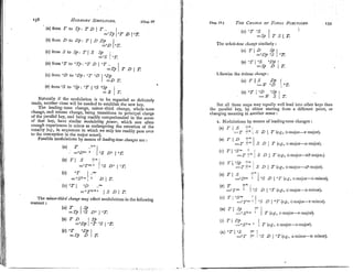 158 ,F(a~nro~u
SIMPLIFIED. [chap.IV
' (A) from T to ~p : T D I T ..
=oTp j O T D 1.2:
(B) from D to D
p : T I D .Dp
= O D Io1:
(c) from S to Sp: T I S S
p
(D) from '
Tto O
T
p: "T D I "T..
(E) from "Dto O
D
p : "T QD "Dp
I =DT.
.
(F)from "Sto '
S
p : "TI 4S O
S
p
= S / 1
:
Naturally if the modulation is to be regarded as definitely
made, another close will be needed to establish the new key.
The leading-tone change, minor-third change, whole-tone
change, and trltone change, being transitions to principal clangs
of the parallel key, and being readily comprehended in the sense
of that key, have similar modulating power, which one often
enough experiences in minor as endangering the retention of the
tonality (e.~.,in sequences in which we only too readily pass over
to the conception in the major sense).
Possible modulations by means of leadi~zg-tone
chanxes are :
(4 , T
'
;
'
I
' 1oS D+1 c E
, -
(D) O T 1 40 .."'
-+T""L
- I S D I T
The minor-third change may effect modulations in the following
manner :
=Tp -S D+ I "T.
(c) O T
=Tp D I E
!
11 ~,~ ~ ~ -
Chap. IV.1 HE CHANCE
OF TONAL
~NCTIONS. I59
The whole-tone chnflgesimilarly :
Likewise the /dons change:
Eut all these steps niay equally well lead into other keys than
the parallel key, by either starting from a different point, or
changing meaning in another sense :
I. Modulations by means of leading-tone changes :
(A) T / S !'" 1
=T !fC 1 S D ( T (e.g., omajor-E-major).
=T !!" S D I T (e.g., c-major-c-major).
(=) I !!" I
(c) T I Y.'> =
=T if' S D 1 T (e,g., c-major-nb-major.)
(D) T I 'Sj ?I'
=T !!' S D I T (e.g., c-major-ab-major).
=*D" ' "S D ( "T (e.g., c-major-D-minor),
( E ) T I S !?'I
( F ) T !!<I
=
"
T
"
' ' ( "S D I "T(e.g., c-major-z-minor).
(G) T I =S'>
-"ph
- I
L I "S D I 'T (e.g., c-major-P-minor).
(4 T I S
$
-+snc
- ""
1 1 T (e.g., c-major-F-major).
(1) 7- l D!
-
-+SX1"' I T (e.g., c-major-c-major).
( K ) 'T I '
S
T ? .
.
? 1 9D 1 oT(e.g., A-minor-D minor).
 