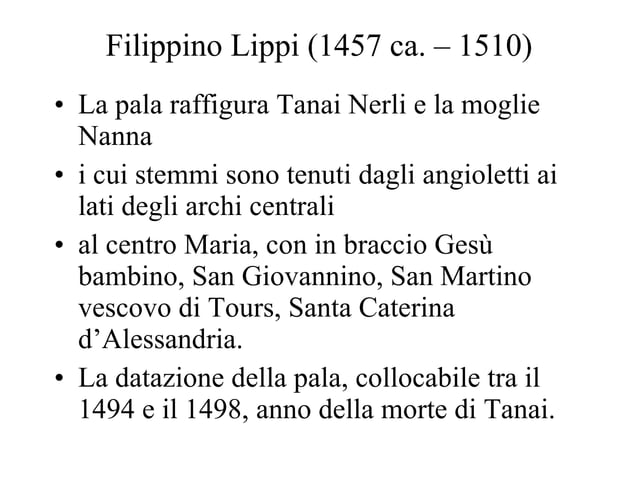 Rientro Pala Nerli di Filippino Lippi PPT