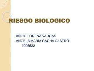RIESGO BIOLOGICO
ANGIE LORENA VARGAS
ANGELA MARIA GACHA CASTRO
1096522
 