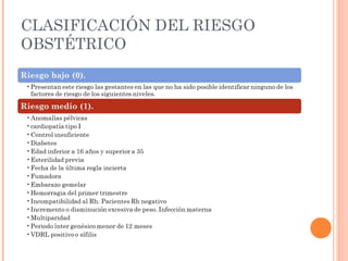 CLASIFICACIÓN DEL RIESGO
OBSTÉTRICO
 