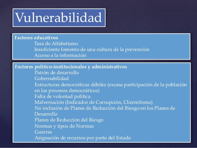 Riesgo, peligro, vulnerabilidad, mitigación