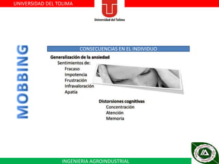 UNIVERSIDAD DEL TOLIMA

CONSECUENCIAS EN EL INDIVIDUO

INGENIERIA AGROINDUSTRIAL

 