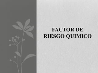 FACTOR DE
RIESGO QUIMICO
 