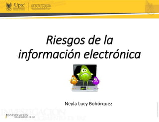 Riesgos de la
información electrónica
Neyla Lucy Bohórquez
 
