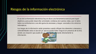 Riesgos de la información electrónica
 