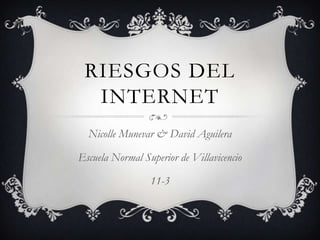 RIESGOS DEL
  INTERNET
  Nicolle Munevar & David Aguilera

Escuela Normal Superior de Villavicencio

                 11-3
 