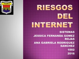 SISTEMAS
JESSICA FERNANDA GOMEZ
ROJAS
ANA GABRIELA RODRIGUEZ
SANCHEZ
1002
2016
 