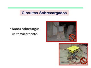 Circuitos Sobrecargados
• Nunca sobrecargue
un tomacorriente.
 