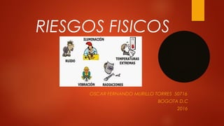 RIESGOS FISICOS
OSCAR FERNANDO MURILLO TORRES 50716
BOGOTA D.C
2016
 