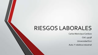 RIESGOS LABORALES
Carlos Mario Ipuz Cardozo
Cód. 49138
Universidad Ecci
Auto.Y robótica industrial
 