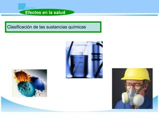 Efectos en la salud
Clasificación de las sustancias químicas
 