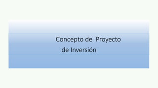 Concepto de Proyecto
de Inversión
 