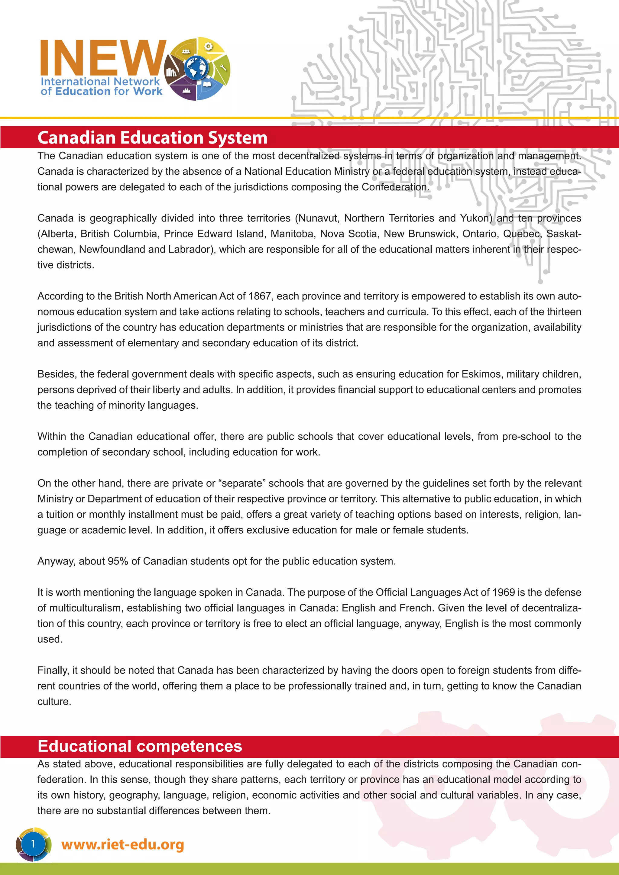 Canadian Education System | PDF