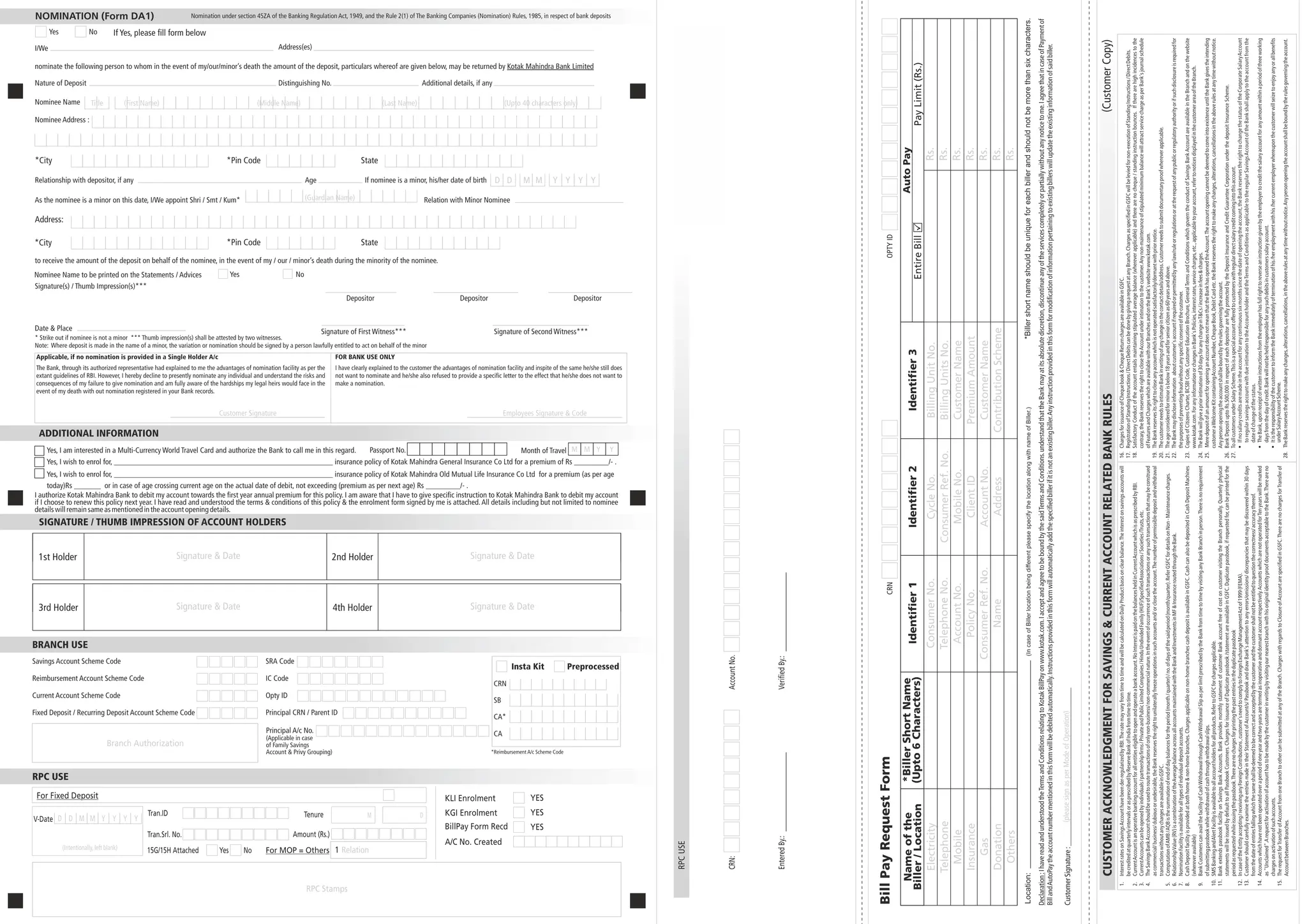 RIF form of banking form of kotak m bank | PDF