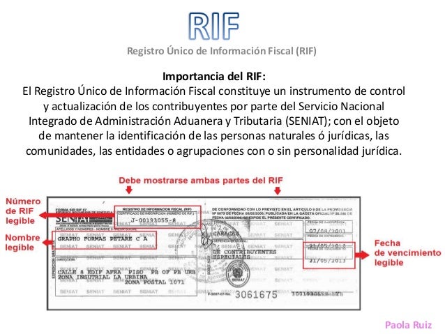 Tributos o Impuestos .Rif