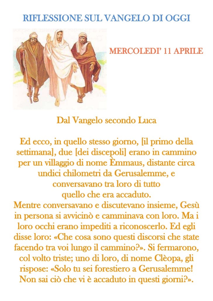Riflessione sul vangelo di oggi 2