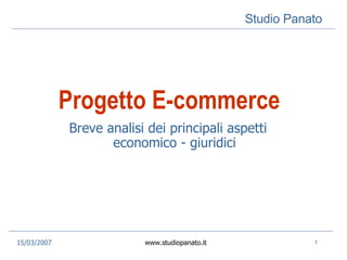 Progetto E-commerce Breve analisi dei principali aspetti economico - giuridici 