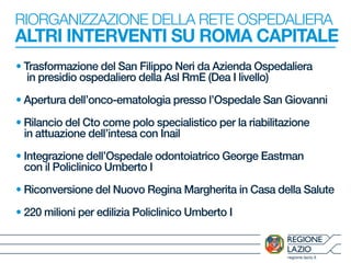 La riforma sanitaria: come cambia la rete della salute a Roma | PDF