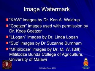 Image Watermark  “ KAW” images by Dr. Ken A. Waldrup “ Coetzer” images used with permission by Dr. Koos Coetzer “ LLogan” images by Dr. Linda Logan “ Suz” images by Dr Suzanne Burnham “ MFitilodze” images by Dr.  M. W. (Bill) Mfitilodze Bunda College of Agriculture, University of Malawi 