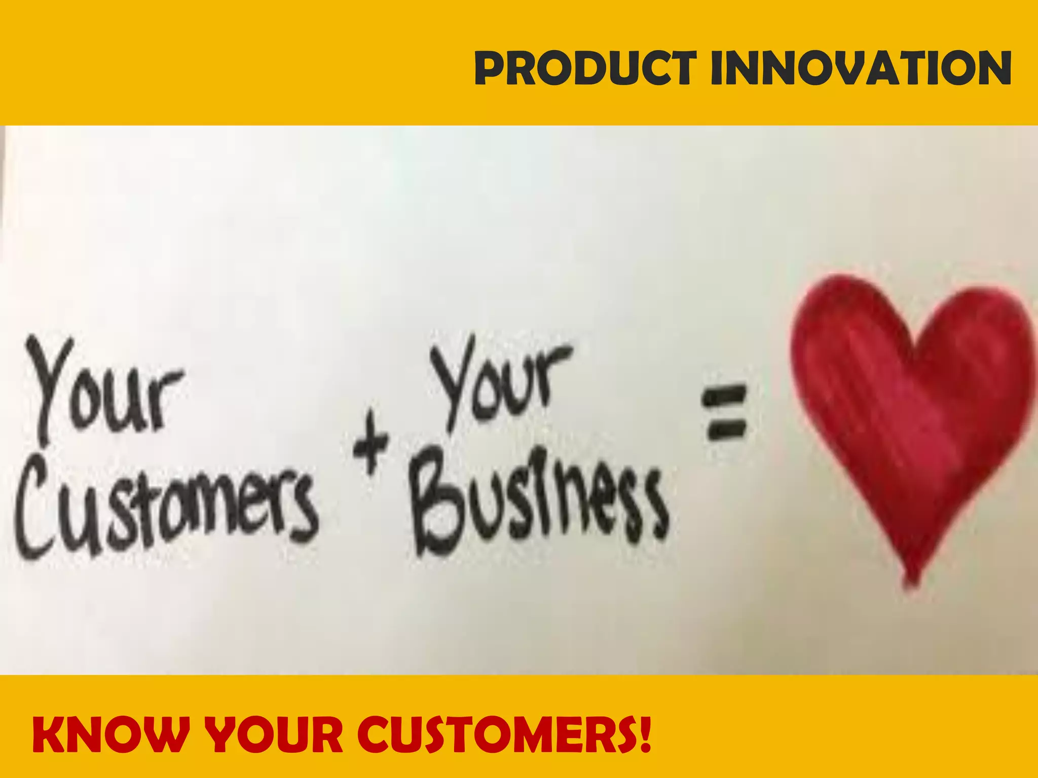 PRODUCT INNOVATION

KNOW YOUR CUSTOMERS!

 