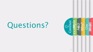 What?
A&D
Conclusi
on
Questions?
Clay
Model
example
s
Why?
21
 