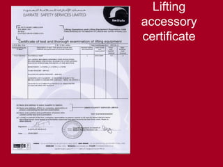 Lifting
accessory
certificate
 