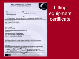 Lifting
equipment
certificate
 