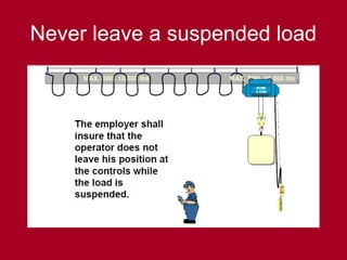 Never leave a suspended load
 