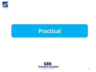 GES-R&S- JUNE 2020 169
TRAINING ACADEMY
Practical
 