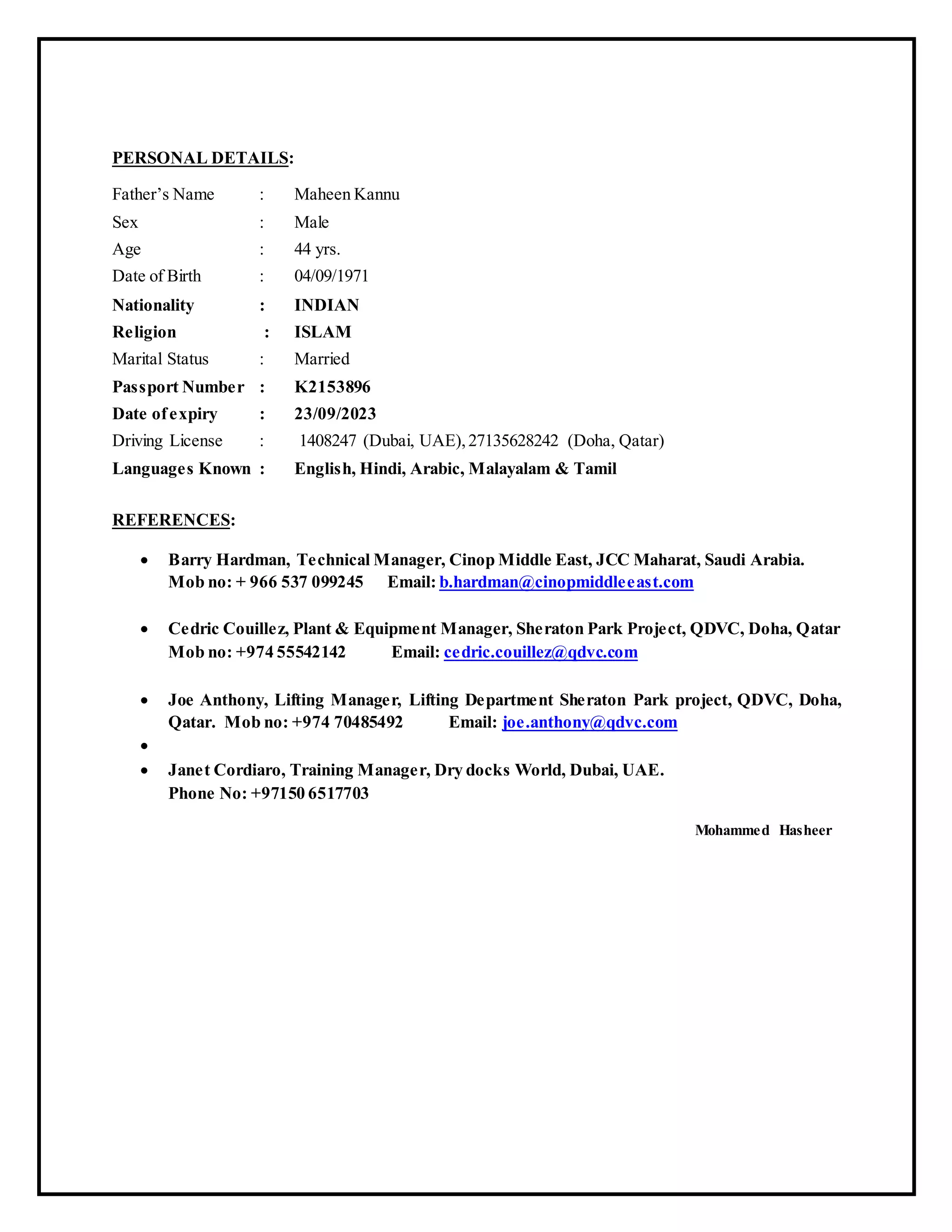 Rigging Supervisor Rigging And Lifting Trainer Docx