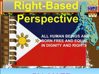 Right-Based
Perspective
ALL HUMAN BEINGS ARE
BORN FREE AND EQUAL
IN DIGNITY AND RIGHTS

 