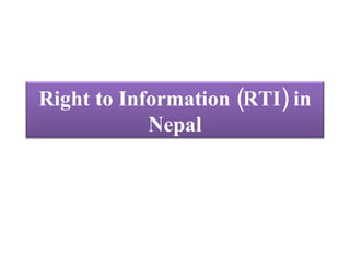 Right to Information (RTI) in Nepal 