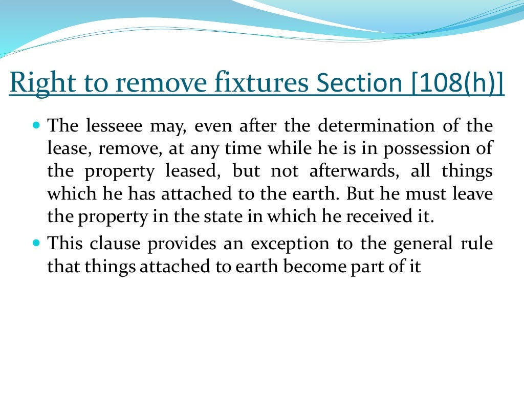 Right and liabilities of lessor & lessee under Transfer of Property A…