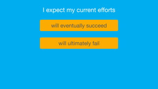 I expect my current efforts
will eventually succeed
will ultimately fail
 