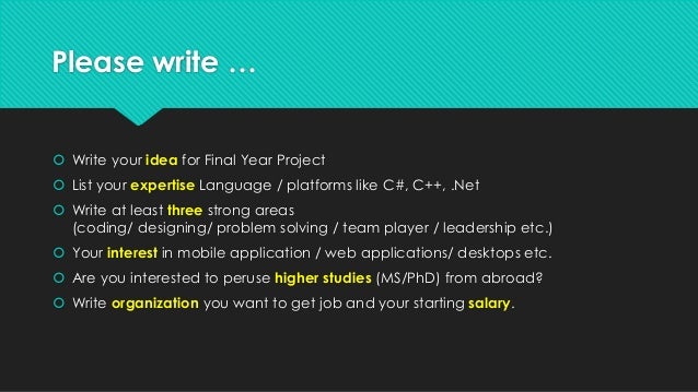 Right idea for FYP