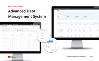 Advanced Data
Management System
COPYRIGHT © 2020 BY RIGHT INFORMATION PAGE 15
 