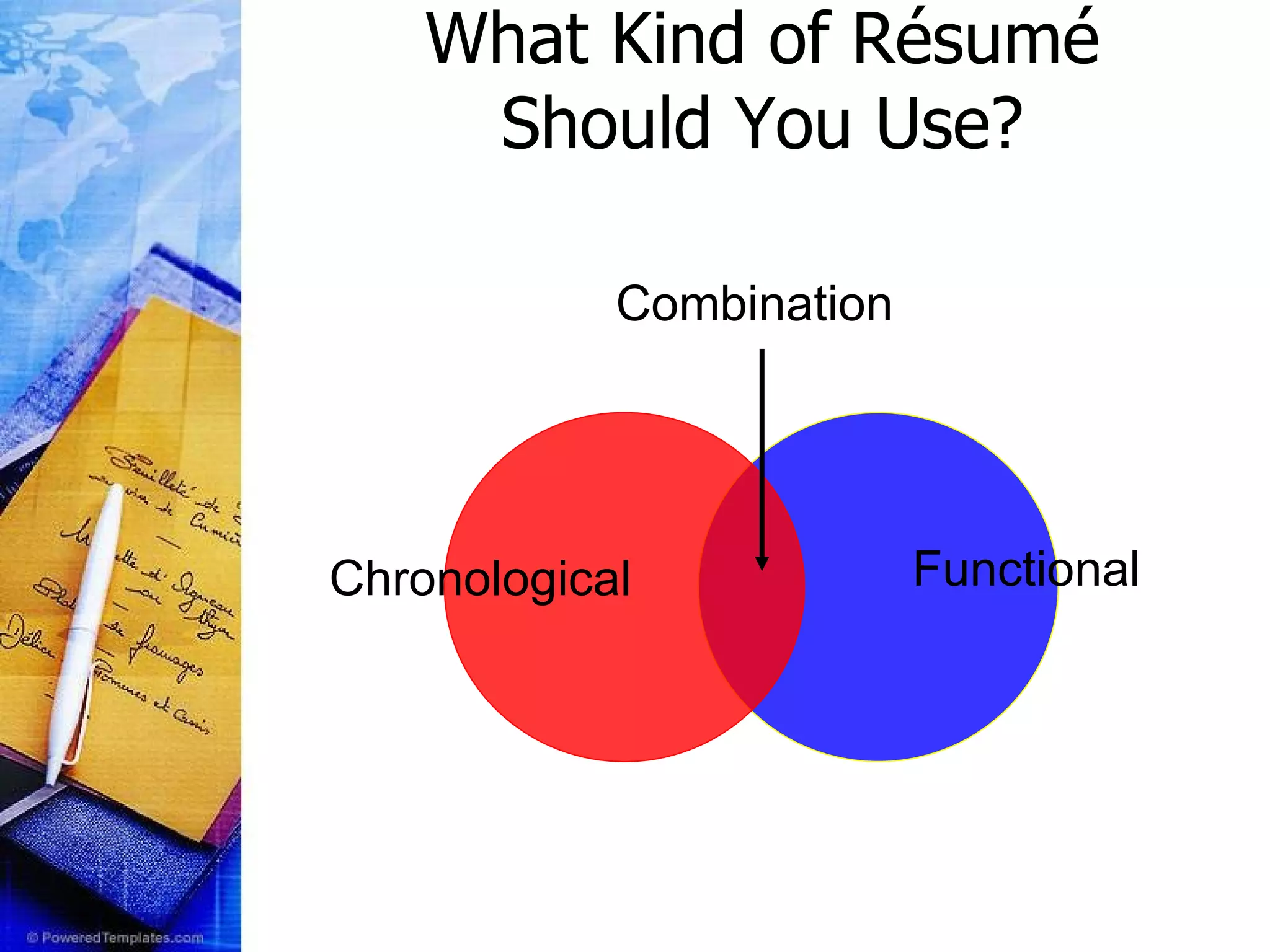 What Kind of Résumé Should You Use? Combination Functional Chronological 