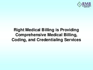 Right Medical Billing is Providing
Comprehensive Medical Billing,
Coding, and Credentialing Services
 