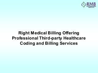 Right Medical Billing Offering
Professional Third-party Healthcare
Coding and Billing Services
 