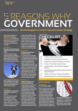 GOVLOOPGUIDE
    014




5 Reasons WHy
Government                    Should Engage in a Cross-Channel Contact Strategy
   ...