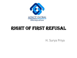 Right of first refusal H. Surya Priya 