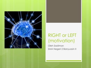 RIGHT or LEFT
(motivation)
Oleh Sadiman
SMA Negeri 2 Banyuasin II
 