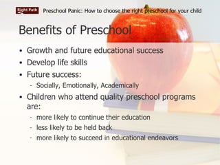 Preschool Panic: How to choose the right preschool for your child | PPT