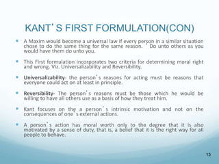 Universal Method Example Kant Rights and duties jothisj | PPTX