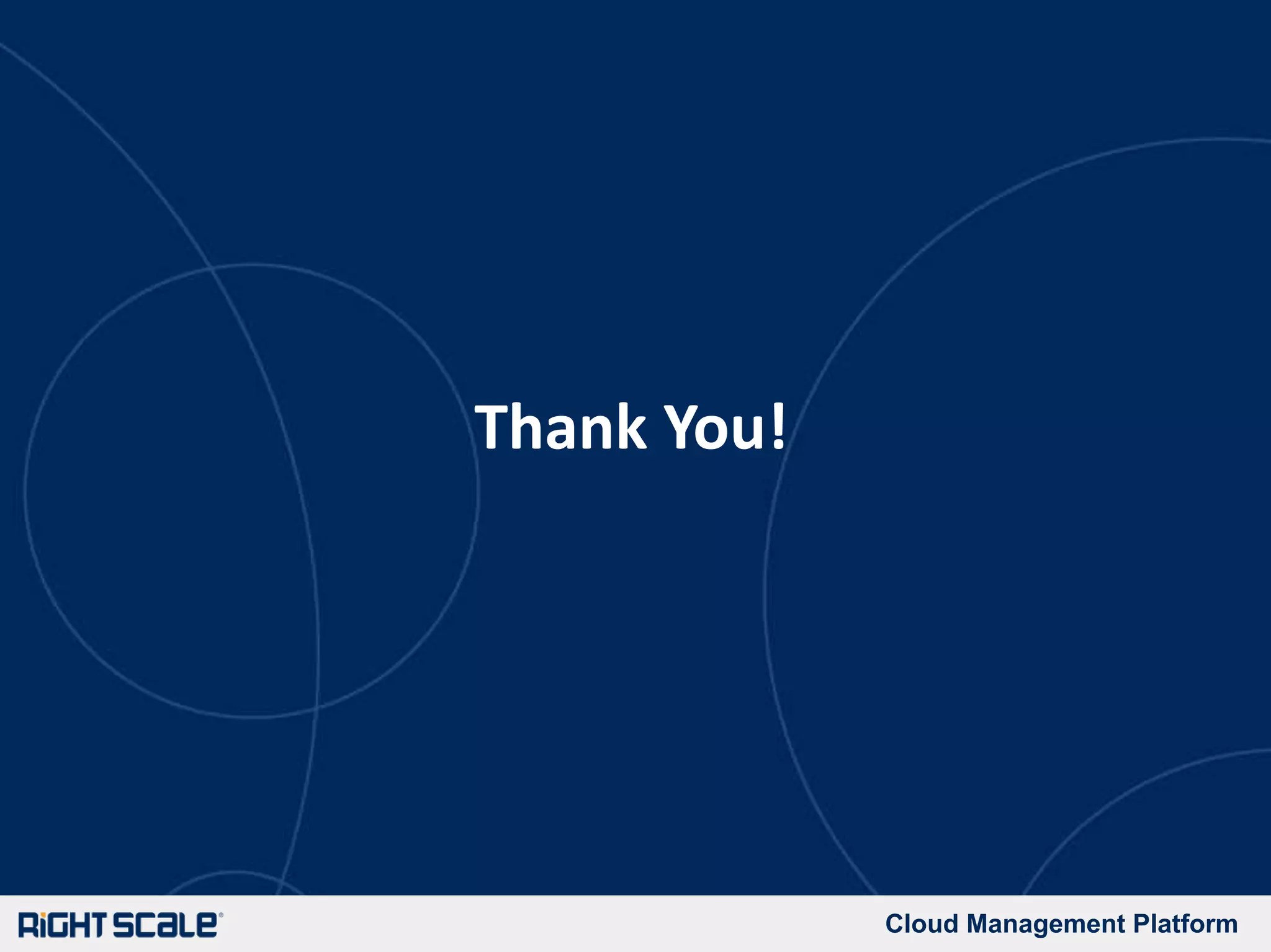 e.g. Web Apps, Dev/Test, Self-Service, etcApplications & DataRightScale Cloud Management PlatformApplication CodeMiddleware AutomationOS ImagePrivatePublicApplication Programming InterfaceAWS EC2 RegionRackspace RegionPrivate CloudVirtual Servers & NetworkingCloud Infrastructure SoftwareVirtual Servers & NetworkingCloud & Storage ControllerCloud & Storage ControllerHypervisorHypervisorHost Servers – CPU, MemoryCloud Infrastructure HardwareHost Servers – CPU, MemoryNetworkingStorageUniformly Managed across Diverse Cloud Resource PoolsNetworkingStorage