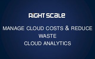 MANAGE CLOUD COSTS & REDUCE
WASTE
CLOUD ANALYTICS
 